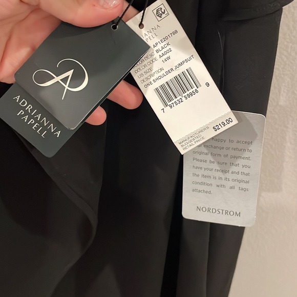 Adrianna Papell One Shoulder Black Jumpsuit Size 14 - Picture 9 of 11